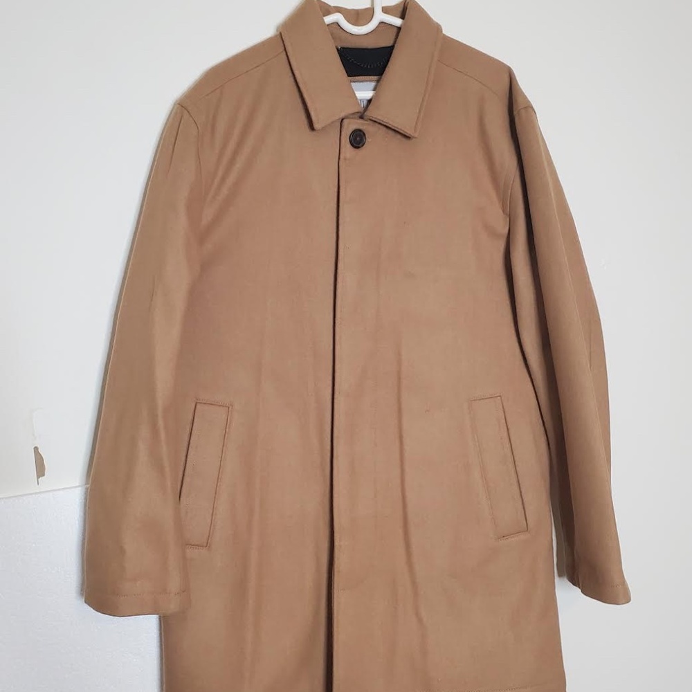 GAP Men's Mid-Length Wool Blend Tan Trench Coat